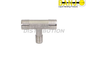 ¾" Hose Barb X ¾" Hose Barb X ½" Hose Barb Tee Stainless Steel