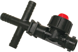 Nozzle Body 1/2" Cross Hose Barb Dry Boom W/ Side Diaphragm