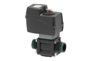 T5 Electric ball valve with shaped ball. 2-way