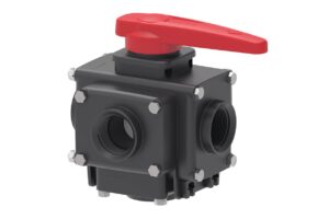 4-Way Bolted Ball Valves With Threaded Couplings